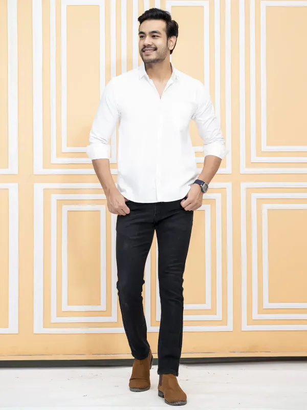 White_Cotton_Blend_Premium_Shirt_For_Men