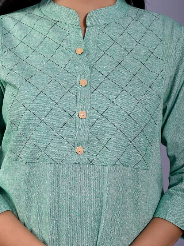 Green_Khadi_Cotton_Premium_Kurti_For_Women_&_Girls