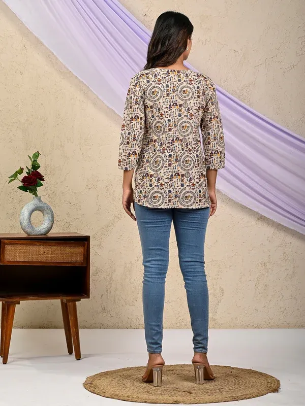 Brown_Cotton_Premium_Short_Kurti_For_Women_&_Girls