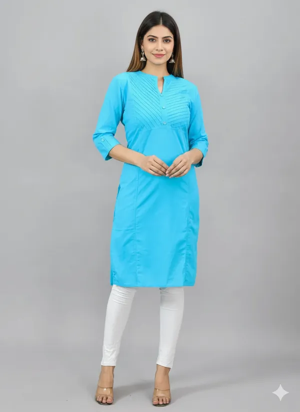 Sky_Blue_Cotton_Premium_Kurti_For_Women_&_Girls