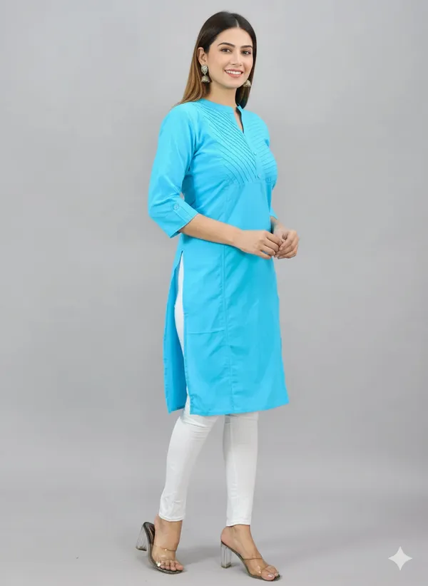 Sky_Blue_Cotton_Premium_Kurti_For_Women_&_Girls