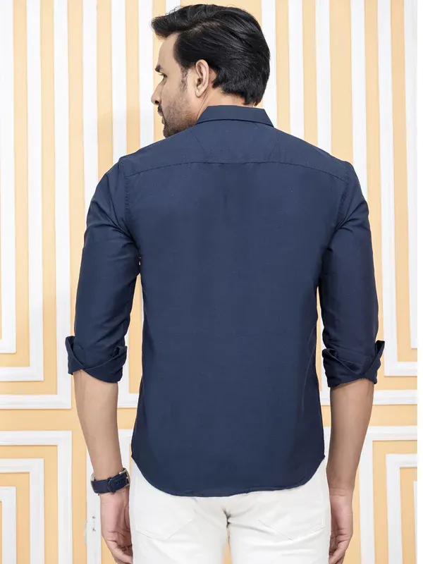 Navy_Blue_Cotton_Blend_Premium_Shirt_For_Men