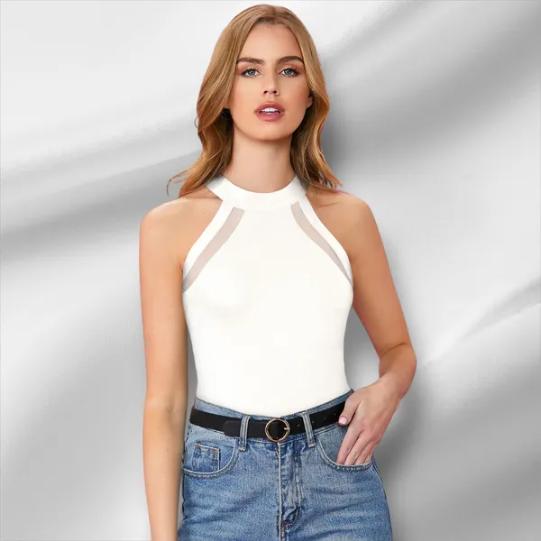 White_Knit_Fabric_Premium_Sleeveless_Top_For_Women_&_Girls