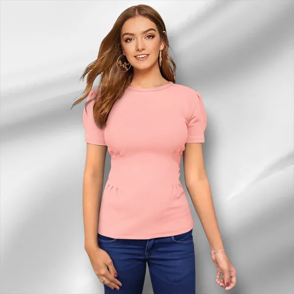 Peach_Knit_Fabric_Premium_Top_For_Women_&_Girls