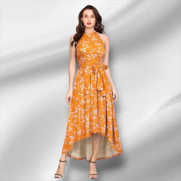 Flower_Print_Yellow_Knit_Fabric_Premium_Floral_Print_Ankle_Length_Dress_For_Women_&_Girls