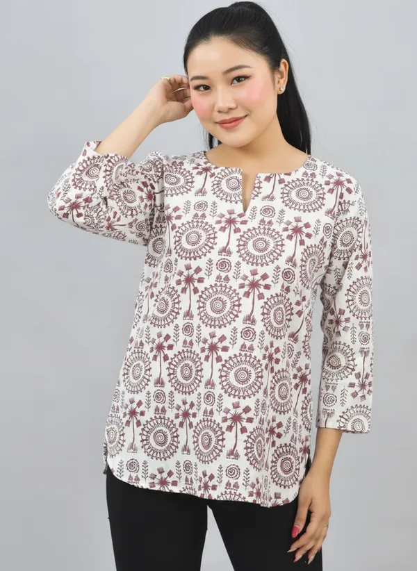 Maroon_Cotton_Premium_Short_Kurti_For_Women_&_Girls
