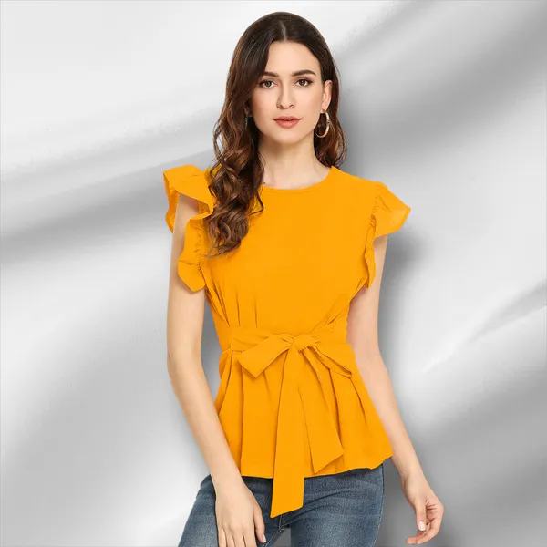 Yellow_Knit_Fabric_Premium_Top_For_Women_&_Girls
