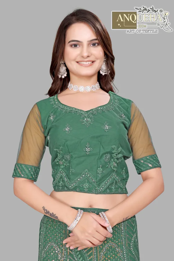 Green_Ultra_Satin_&_Net_Semi-Stitched_Lehenga_Set_For_Women
