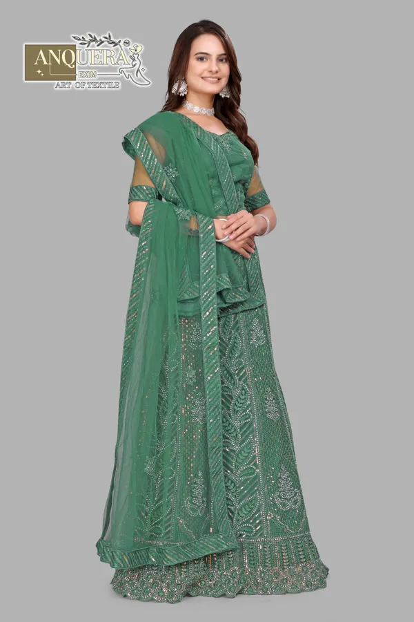 Green_Ultra_Satin_&_Net_Semi-Stitched_Lehenga_Set_For_Women