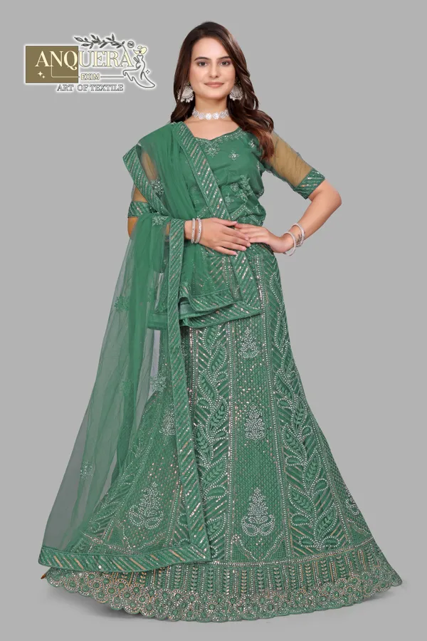 Green_Ultra_Satin_&_Net_Semi-Stitched_Lehenga_Set_For_Women