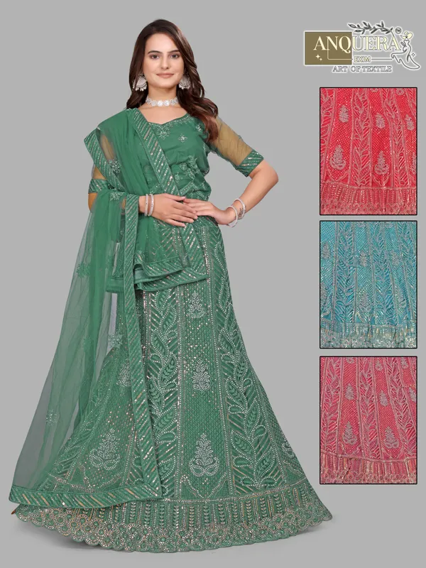 Green_Ultra_Satin_&_Net_Semi-Stitched_Lehenga_Set_For_Women