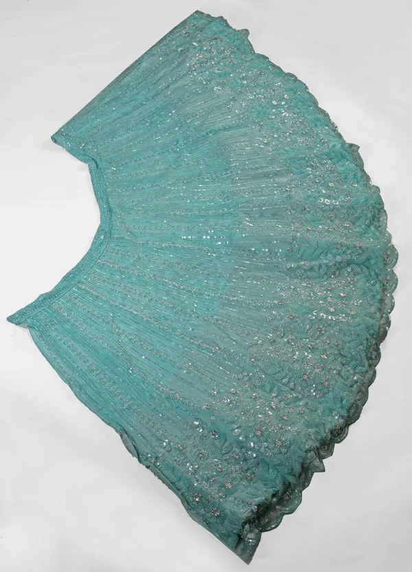 Turquoise__Ultra_Satin_&_Net_Semi-Stitched_Lehenga_Set_For_Women