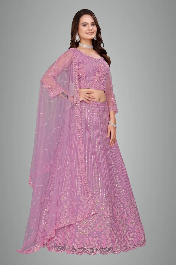 Lavender_Ultra_Satin_&_Net_Semi-Stitched_Lehenga_Set_For_Women