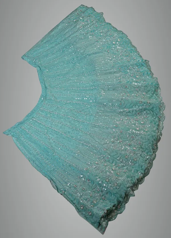 Turquoise__Ultra_Satin_&_Net_Semi-Stitched_Lehenga_Set_For_Women