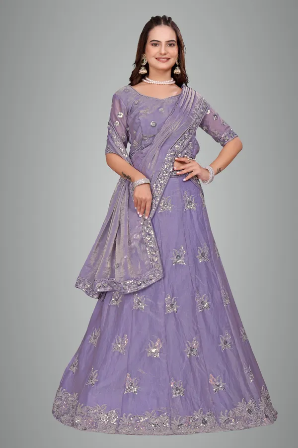 Lavender_Ultra_Satin_&_Net_Semi-Stitched_Lehenga_Set_For_Women