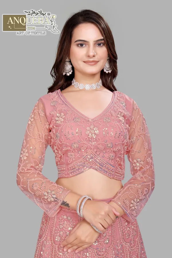 Pink_Ultra_Satin_&_Net_Semi-Stitched_Lehenga_Set_For_Women