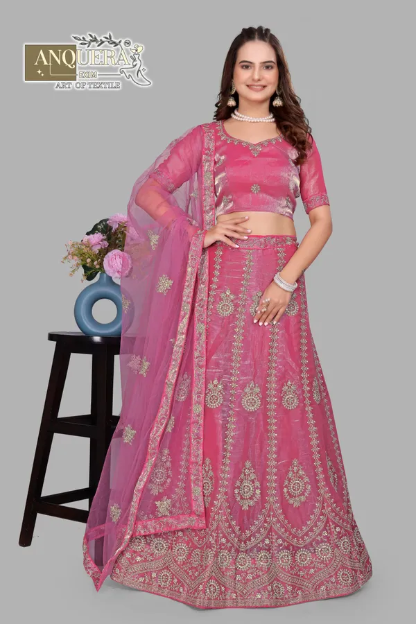Pink_Ultra_Satin_&_Net_Semi-Stitched_Lehenga_Set_For_Women