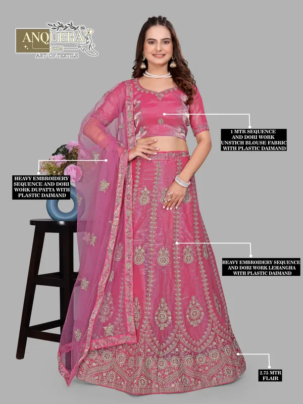 Pink_Ultra_Satin_&_Net_Semi-Stitched_Lehenga_Set_For_Women