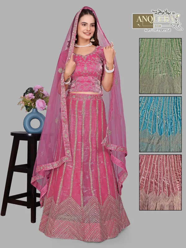 Pink_Ultra_Satin_&_Net_Semi-Stitched_Lehenga_Set_For_Women