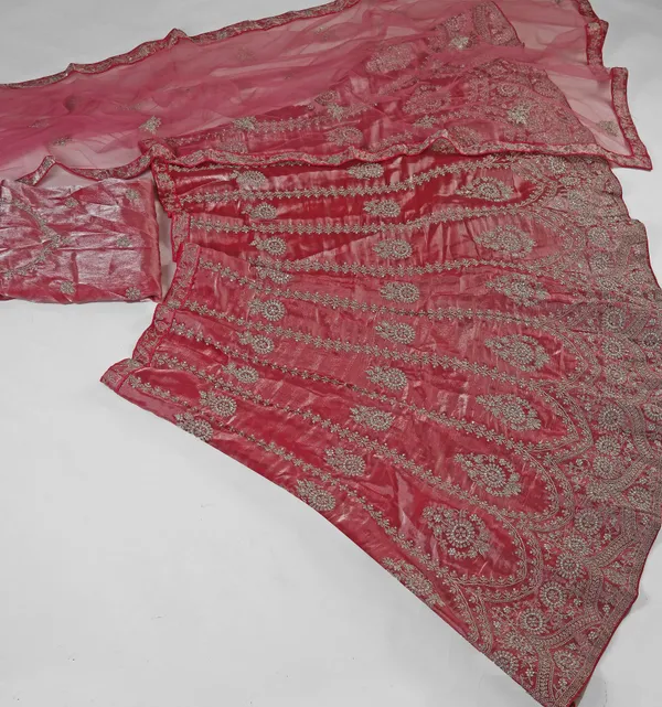 Red_Ultra_Satin_&_Net_Semi-Stitched_Lehenga_Set_For_Women