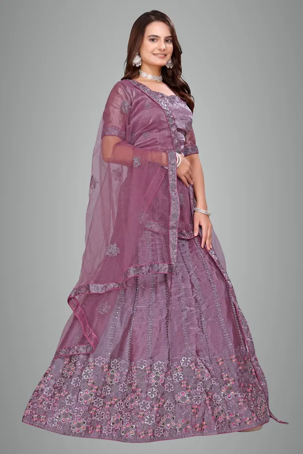 Lavender_Ultra_Satin_&_Net_Semi-Stitched_Lehenga_Set_For_Women