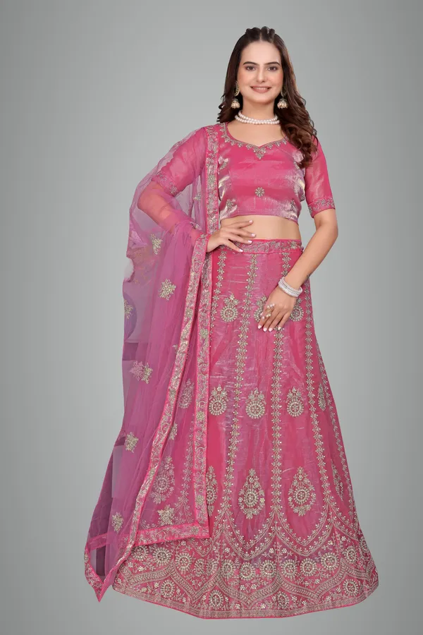 Pink_Ultra_Satin_&_Net_Semi-Stitched_Lehenga_Set_For_Women
