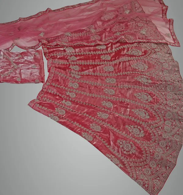 Red_Ultra_Satin_&_Net_Semi-Stitched_Lehenga_Set_For_Women