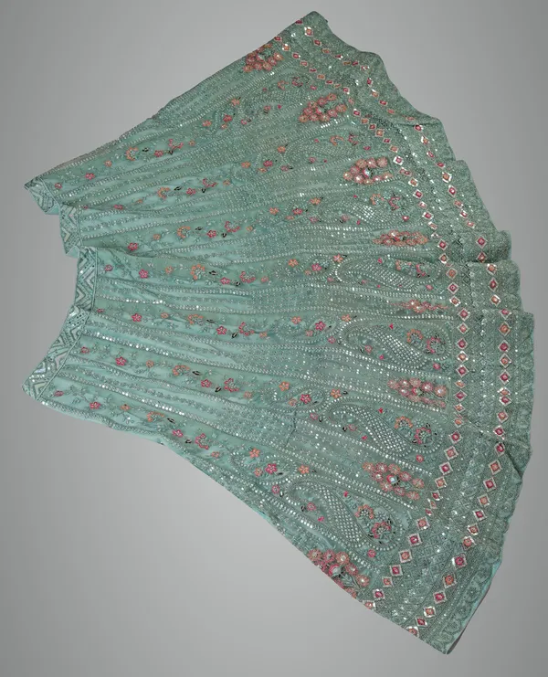 Turquoise__Ultra_Satin_&_Net_Semi-Stitched_Lehenga_Set_For_Women