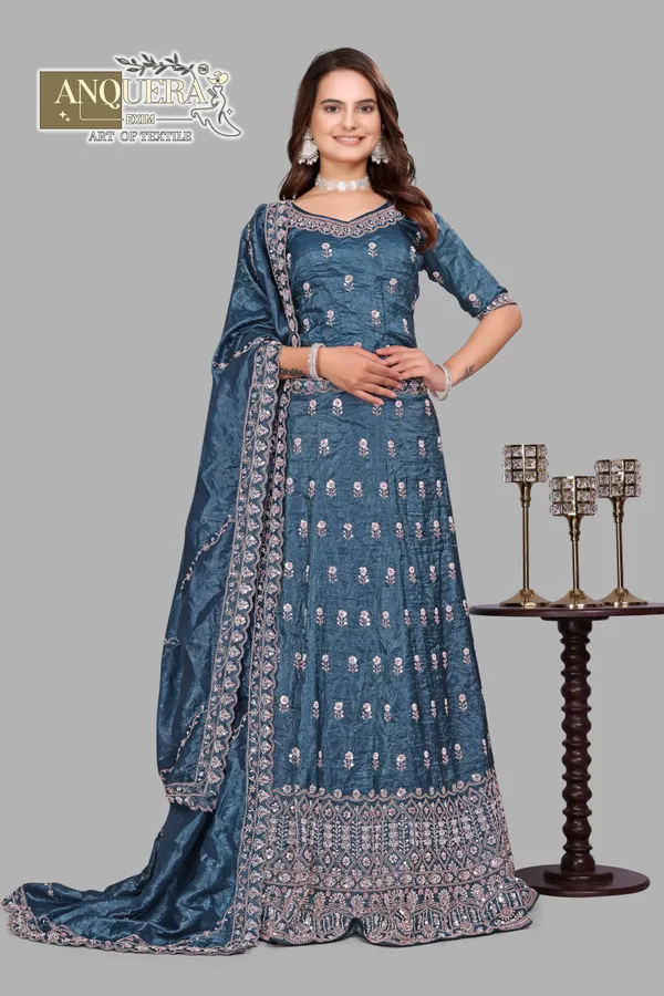 Teal_Ultra_Satin_&_Net_Semi-Stitched_Lehenga_Set_For_Women