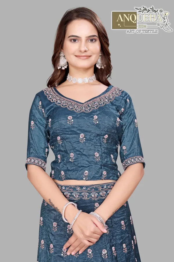 Teal_Ultra_Satin_&_Net_Semi-Stitched_Lehenga_Set_For_Women