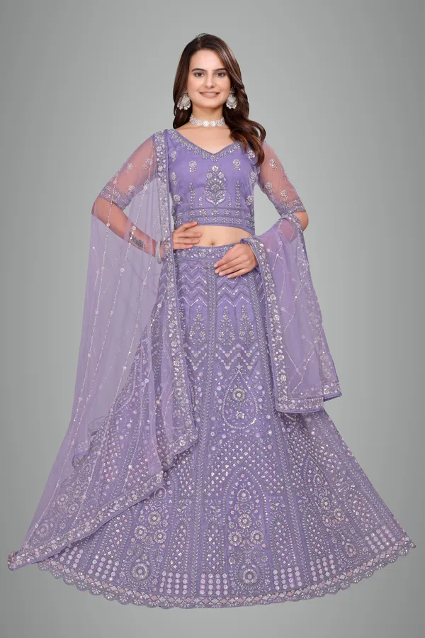 Lavender_Ultra_Satin_&_Net_Semi-Stitched_Lehenga_Set_For_Women