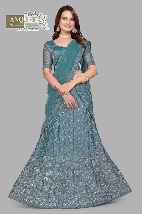 Turquoise_Ultra_Satin_&_Net_Semi-Stitched_Lehenga_Set_For_Women