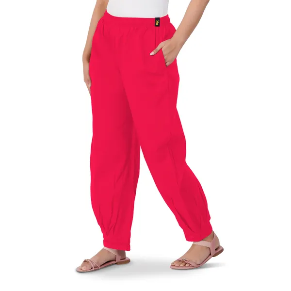 Bright_Pink__Cotton_Afghani_Salwar_Pant_with_Lace_Embroidery_for_Women__�_Elastic_Waist,_Comfortable_Loose_Fit_Bottoms_for_Casual,_Ethnic_-_All_Day_Comfort_Wear_with_Drawstring