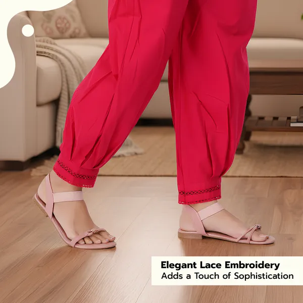 Bright_Pink__Cotton_Afghani_Salwar_Pant_with_Lace_Embroidery_for_Women__�_Elastic_Waist,_Comfortable_Loose_Fit_Bottoms_for_Casual,_Ethnic_-_All_Day_Comfort_Wear_with_Drawstring
