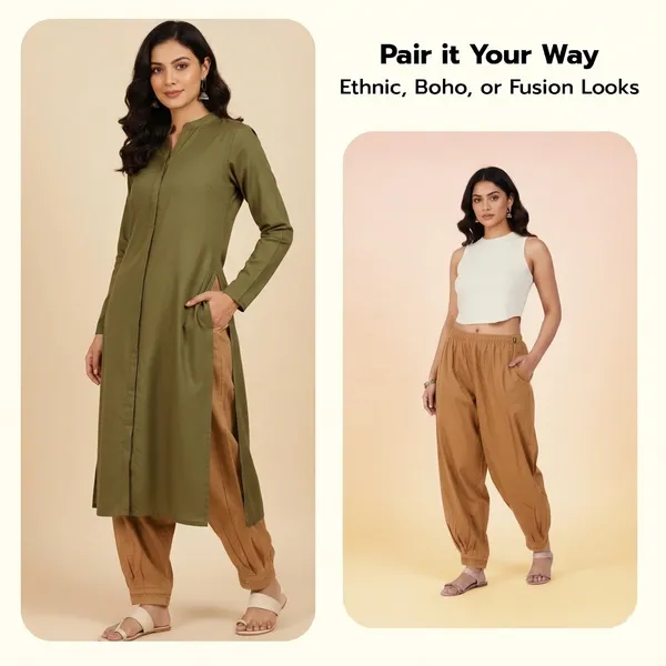 Mustard_Yellow__Cotton_Afghani_Salwar_Pant_with_Lace_Embroidery_for_Women__�_Elastic_Waist,_Comfortable_Loose_Fit_Bottoms_for_Casual,_Ethnic_-_All_Day_Comfort_Wear_with_Drawstring