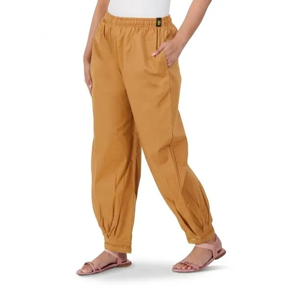 Mustard_Yellow__Cotton_Afghani_Salwar_Pant_with_Lace_Embroidery_for_Women__�_Elastic_Waist,_Comfortable_Loose_Fit_Bottoms_for_Casual,_Ethnic_-_All_Day_Comfort_Wear_with_Drawstring