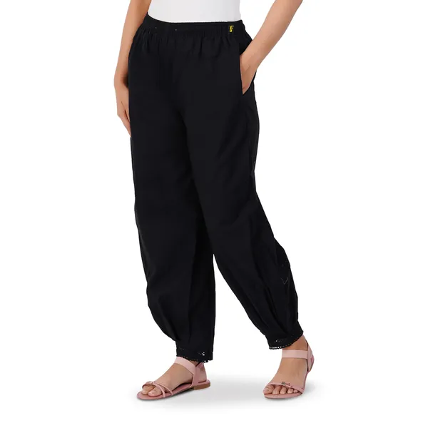 Black_Cotton_Afghani_Salwar_Pant_with_Lace_Embroidery_for_Women__�_Elastic_Waist,_Comfortable_Loose_Fit_Bottoms_for_Casual,_Ethnic_-_All_Day_Comfort_Wear_with_Drawstring