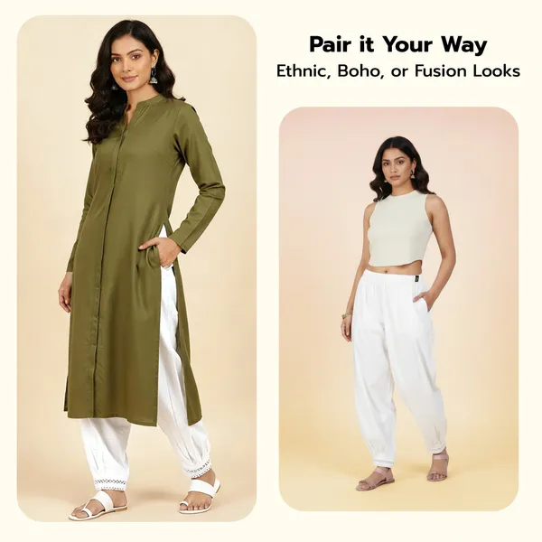 Off_White_Cotton_Afghani_Salwar_Pant_with_Lace_Embroidery_for_Women__�_Elastic_Waist,_Comfortable_Loose_Fit_Bottoms_for_Casual,_Ethnic_-_All_Day_Comfort_Wear_with_Drawstring
