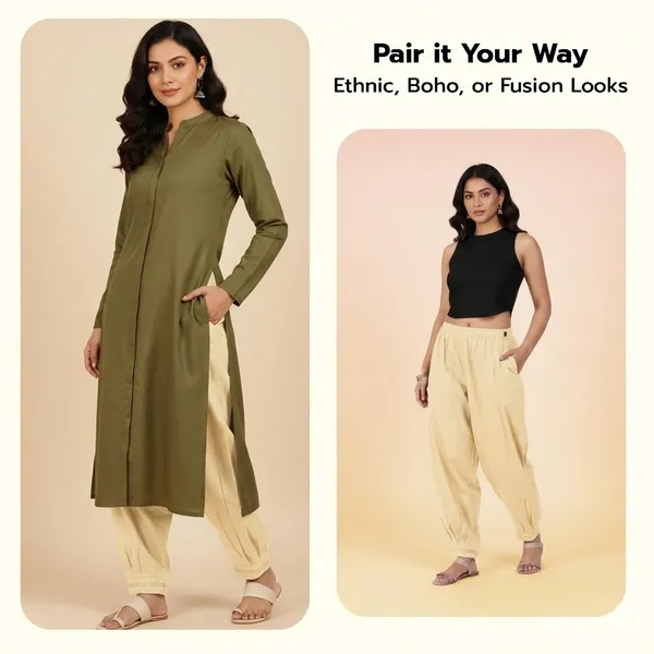 Skin__Cotton_Afghani_Salwar_Pant_with_Lace_Embroidery_for_Women__�_Elastic_Waist,_Comfortable_Loose_Fit_Bottoms_for_Casual,_Ethnic_-_All_Day_Comfort_Wear_with_Drawstring