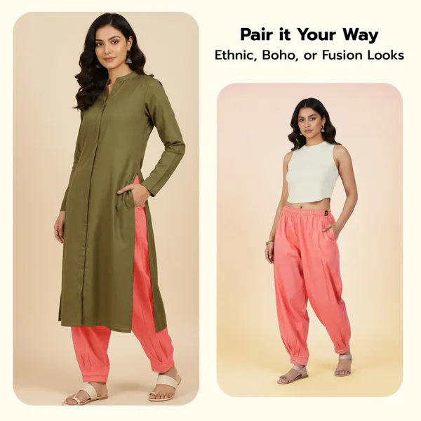 Shell_Pink__Cotton_Afghani_Salwar_Pant_with_Lace_Embroidery_for_Women__�_Elastic_Waist,_Comfortable_Loose_Fit_Bottoms_for_Casual,_Ethnic_-_All_Day_Comfort_Wear_with_Drawstring