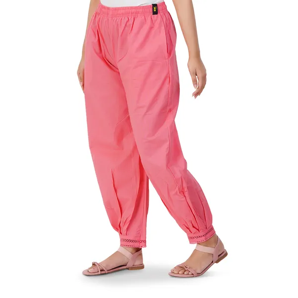 Shell_Pink__Cotton_Afghani_Salwar_Pant_with_Lace_Embroidery_for_Women__�_Elastic_Waist,_Comfortable_Loose_Fit_Bottoms_for_Casual,_Ethnic_-_All_Day_Comfort_Wear_with_Drawstring