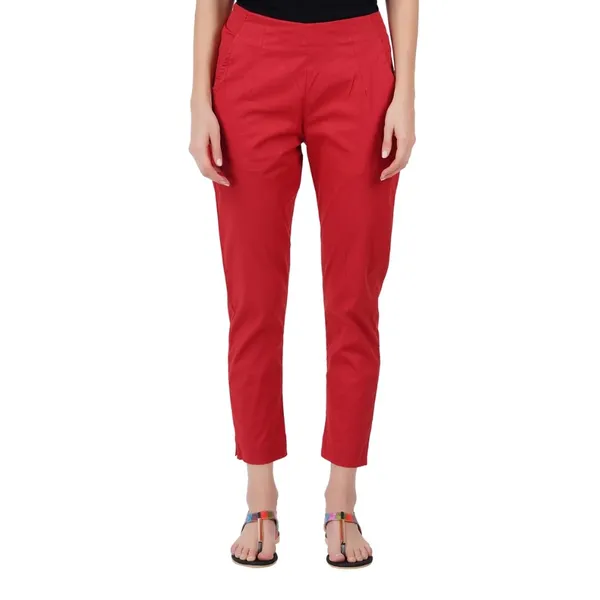 Barbados_Cherry_Cotton_Lycra_Stretch_Tech_Pants_For_Women_-_Ankle_Length_Solid_Trousers_With_2_Side_Pockets_-_Stylish_For_Office,_College,Work