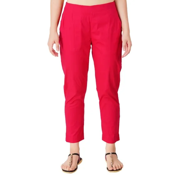 Bright_Pink_Cotton_Lycra_Stretch_Tech_Pants_For_Women_-_Ankle_Length_Solid_Trousers_With_2_Side_Pockets_-_Stylish_For_Office,_College,Work