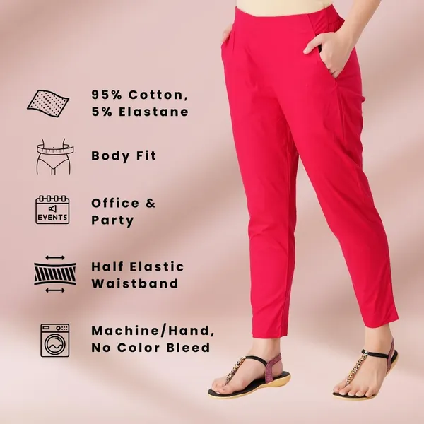 Bright_Pink_Cotton_Lycra_Stretch_Tech_Pants_For_Women_-_Ankle_Length_Solid_Trousers_With_2_Side_Pockets_-_Stylish_For_Office,_College,Work