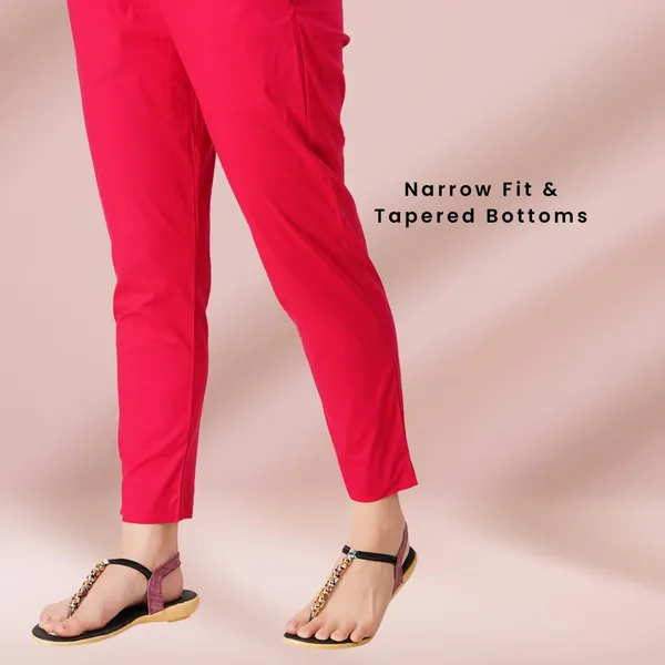 Bright_Pink_Cotton_Lycra_Stretch_Tech_Pants_For_Women_-_Ankle_Length_Solid_Trousers_With_2_Side_Pockets_-_Stylish_For_Office,_College,Work