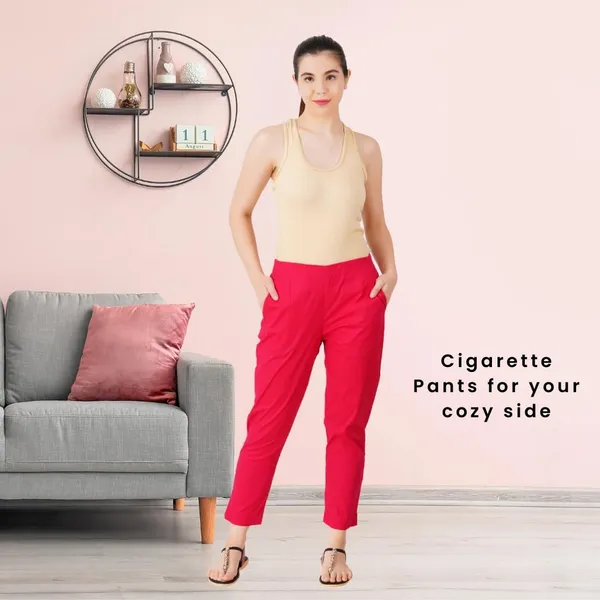 Bright_Pink_Cotton_Lycra_Stretch_Tech_Pants_For_Women_-_Ankle_Length_Solid_Trousers_With_2_Side_Pockets_-_Stylish_For_Office,_College,Work