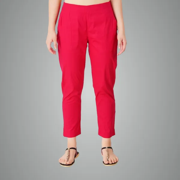 Bright_Pink_Cotton_Lycra_Stretch_Tech_Pants_For_Women_-_Ankle_Length_Solid_Trousers_With_2_Side_Pockets_-_Stylish_For_Office,_College,Work