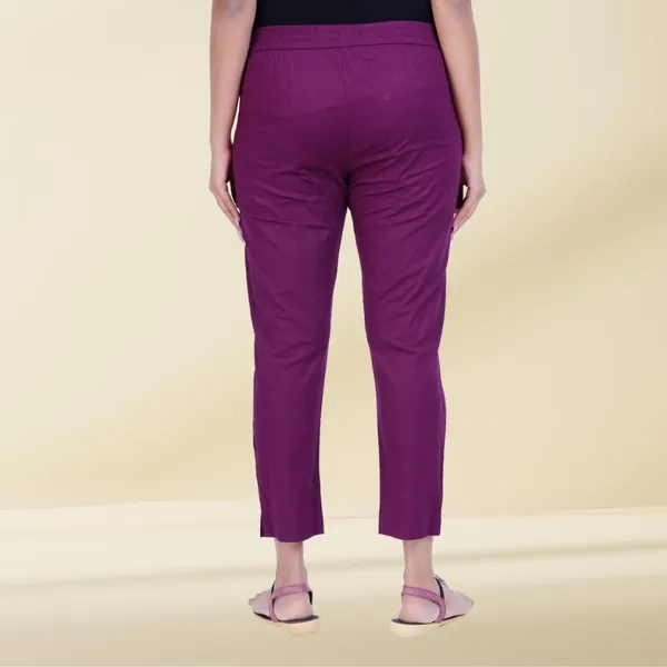 Beetroot_Cotton_Lycra_Stretch_Tech_Pants_For_Women_-_Ankle_Length_Solid_Trousers_With_2_Side_Pockets_-_Stylish_For_Office,_College,Work