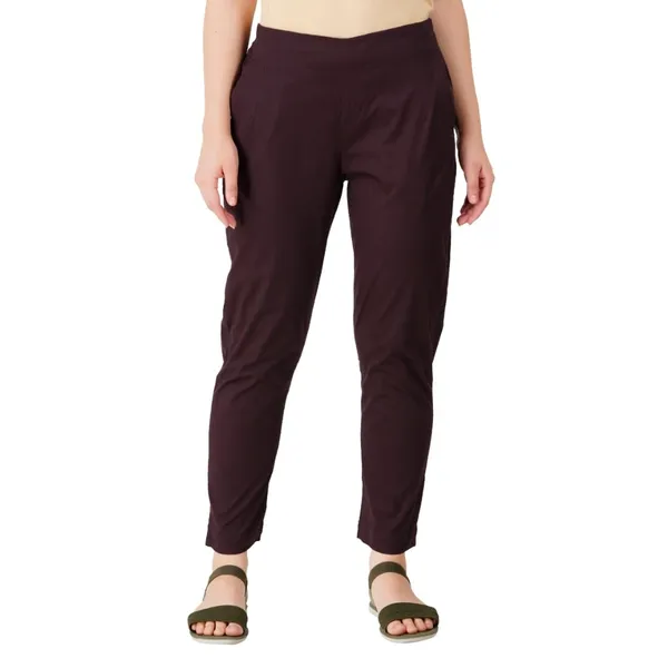 Coffee_Brown_Cotton_Lycra_Stretch_Tech_Pants_For_Women_-_Ankle_Length_Solid_Trousers_With_2_Side_Pockets_-_Stylish_For_Office,_College,Work