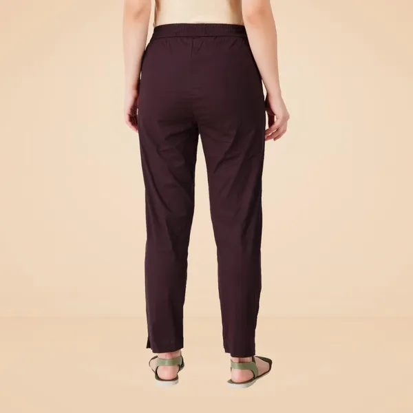 Coffee_Brown_Cotton_Lycra_Stretch_Tech_Pants_For_Women_-_Ankle_Length_Solid_Trousers_With_2_Side_Pockets_-_Stylish_For_Office,_College,Work